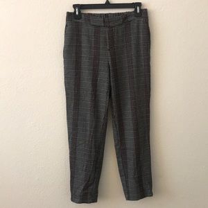 Plaid Elastic Waist Pants with Pink Detail
